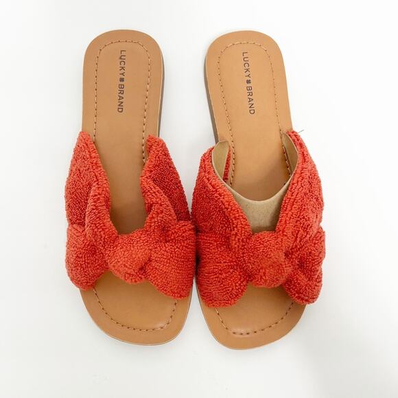 LUCKY BRAND LK-BRITTANI RANCHO RED SEASIDE TERRY WOMEN 8.5 SANDALS NEW - Picture 2 of 9